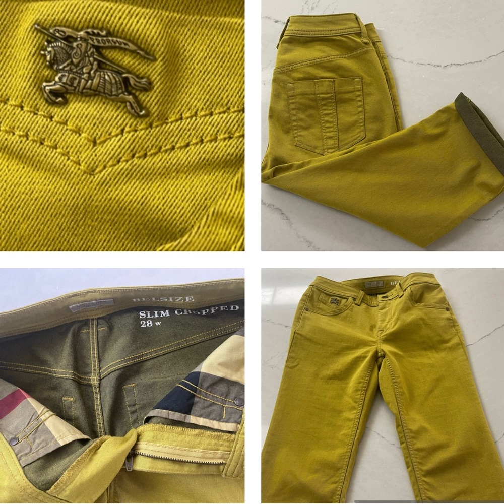 BURBERRY BRIT BELSIZE MUSTARD YELLOWISH GOLD SLIM CROPPED PANTS SIZE 28
